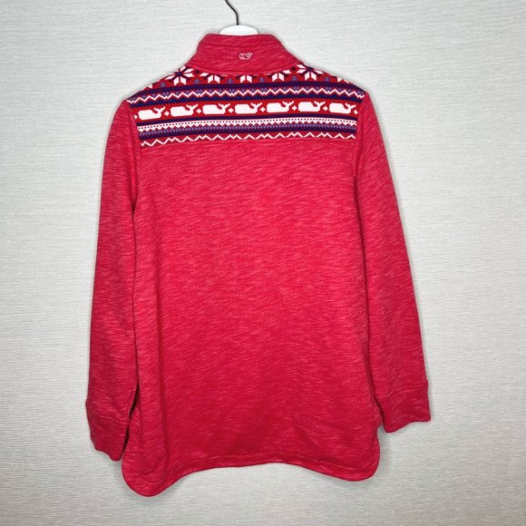 Vineyard Vines 1/4 zip Pullover Sweatshirt with Fair Isle Whale Trim/Accents - S - Picture 3 of 11